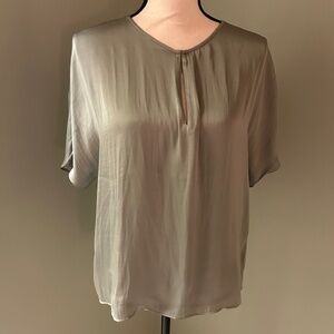 Women’s Banana Republic sage green satin keyhole blouse